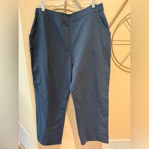 L.L. Bean Navy Cotton Perfect Fit Straight Leg Pants Size Large Petite